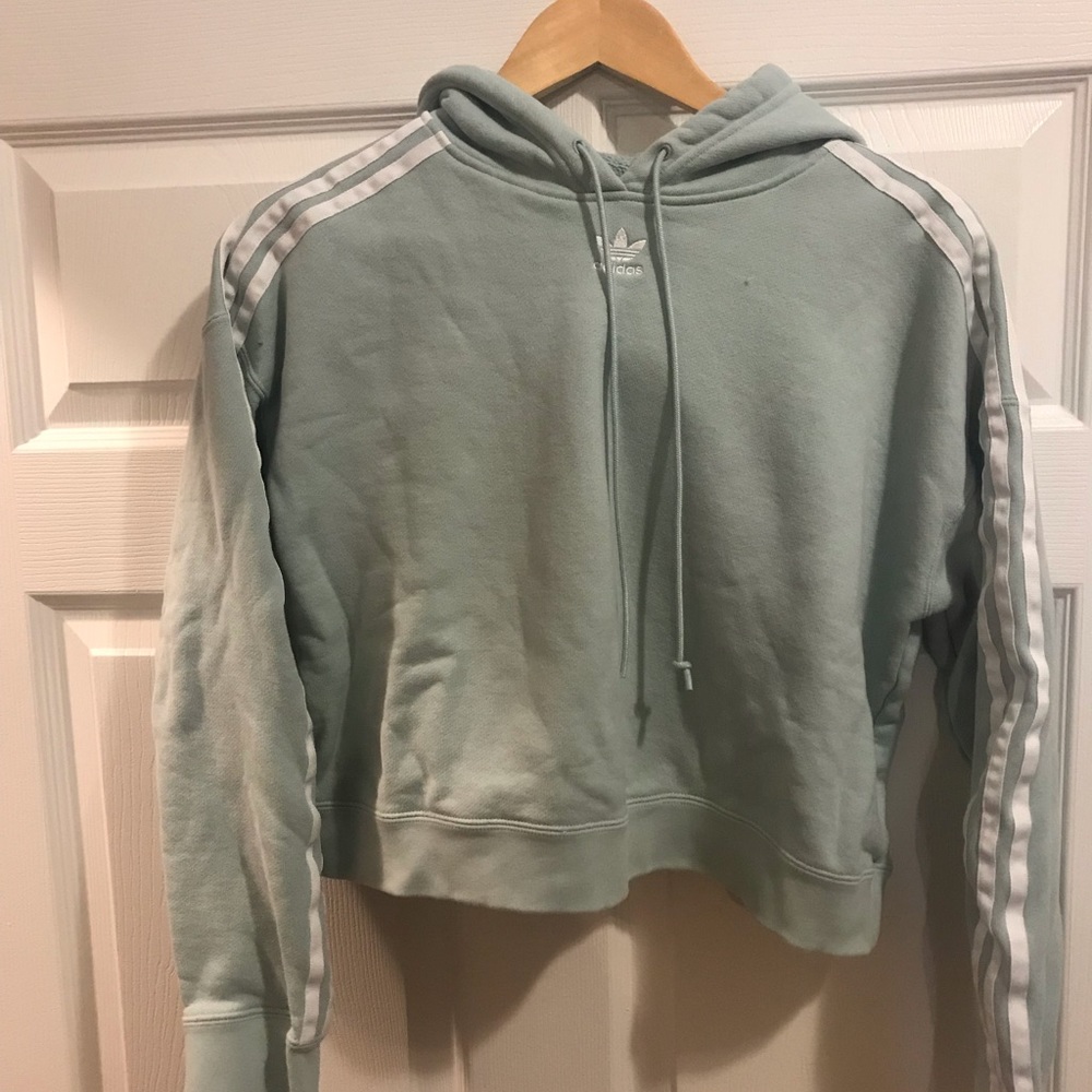 Adidas mint crop hoodie